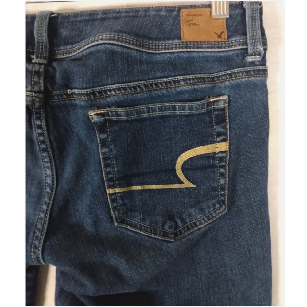 American Eagle Slim Boot Bootcut Jeans Women's 8 Regular Stretch Low Rise Dark - Picture 2 of 5